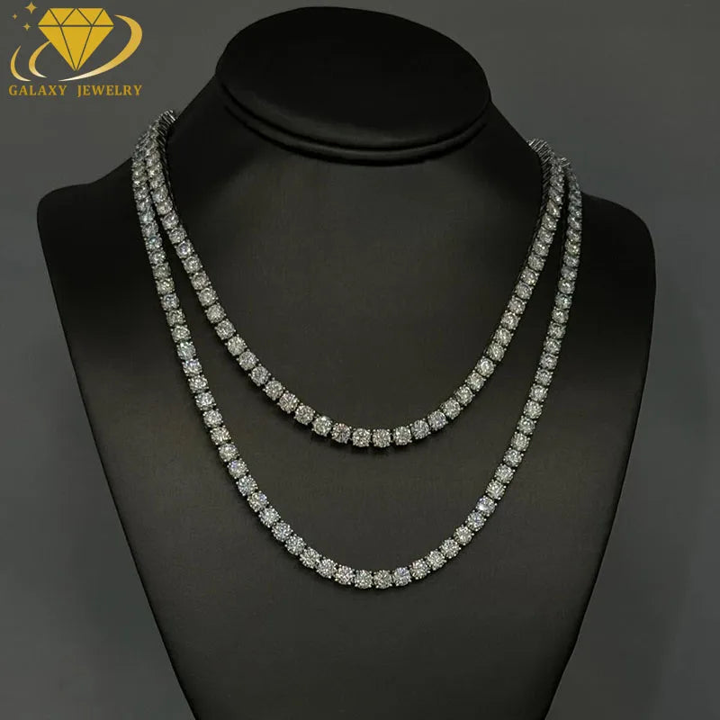 Hot Sale Men Women Moissanite Diamond Necklace 6mm 925 Sterling Sliver Tennis Chain Hip Hop Jewelry
