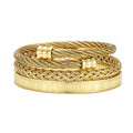 Set of 3 Luxury Gold Opening Royal King Crown Cuff Bracelets with Roman Numeral Charm Fashionable Bangle for Women Men Pulseira