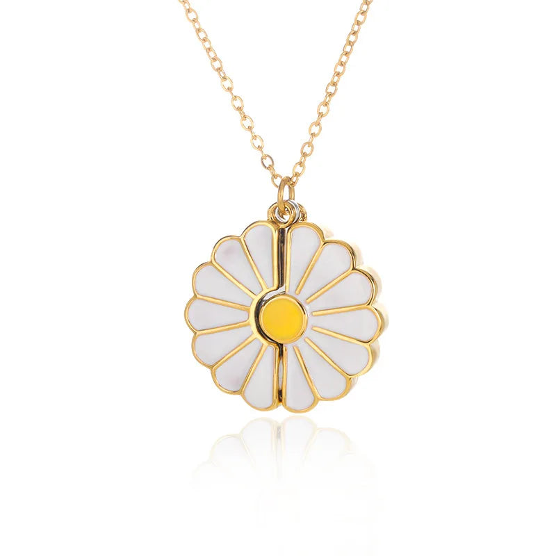 Personalization Jewelry Necklace Gold Plated Cute Daisy Flower Can Bloom Women's Letter Print Pendant Necklace