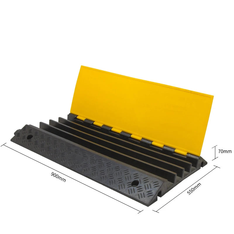4-Channel Outdoor Vehicle Speed Control Speed Bump Protector Safety Roadway Speed Hump PVC Cover Rubber Electrical Cable Ramp