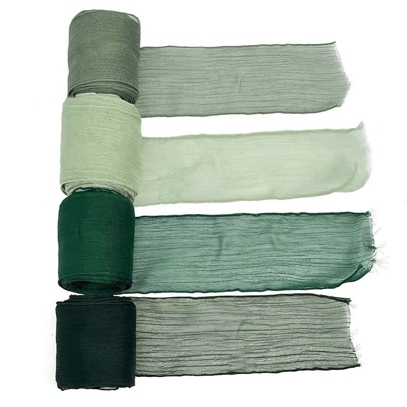 Green Handmade Chiffon 38MM Gift Ribbon Silk-Like Curly Edge Ribbon for Rustic Wedding Gift Wraps Bridal Bouquet DIY Craft