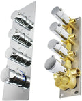 Shower Diverter Valve Thermostatic Mixer Solid Brass Concealed Installation 3 or 4-Outlet Valve with Round Knobs