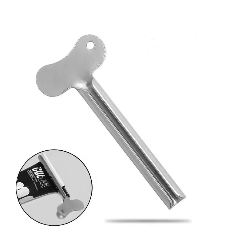 Custom Logo Cosmetic Turn Key Shape Tube Wringer Rolling Toothpaste Tube Squeezer Key With Stand Dispenser Metal Tube Squeezer
