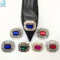 Custom Colorful Square Glass Crystal Detachable Shoe Clip Metal Shoe Buckle for Ladies Wedding Shoes Decoration Accessories