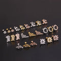 Wholesale Stainless Steel Piercing Stud Earring Fashion Creative Flower Bird Butterfly  Leaf Shaped Shiny Zircon Earrings Female