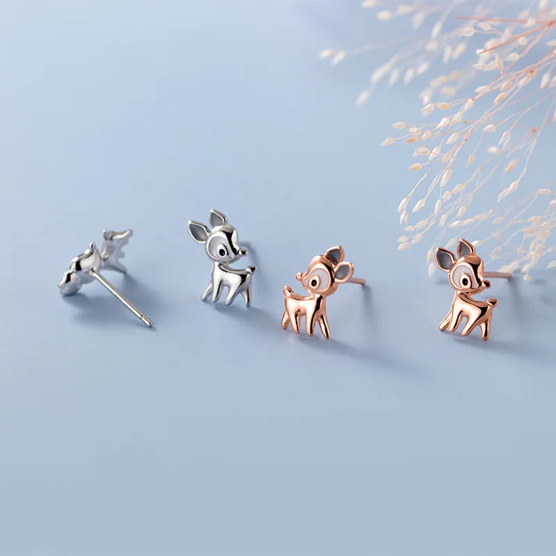 Christmas Gifts 925 Sterling Silver Fashion Sweet Elk Deer Stud Earring Fine Jewelry