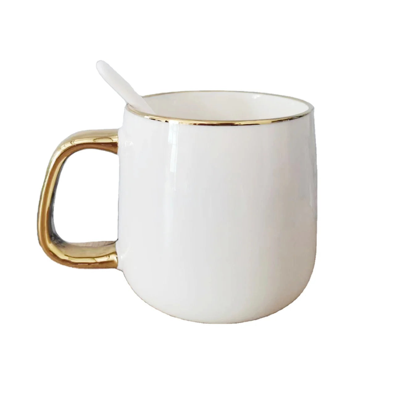 2025 New Gold Handle 11oz Porcelain Mug Microwave Safe Custom Logo Sublimation Screen Printing Party Use Western Coffee Shops