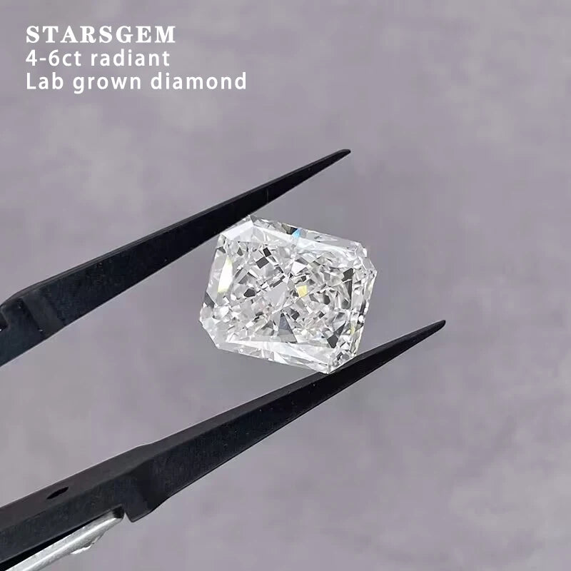 Starsgem Manufacturer Excellent Diamond Cutting HPHT&CVD Radiant Shape IGI Certified GH VS Clarity 5-7ct Lab Grown Diamond