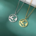 Myshape Round Hollow Cute Deer Pendant Necklace Stainless Steel Animal Chain Fashion Cute Women's Jewelry Gift