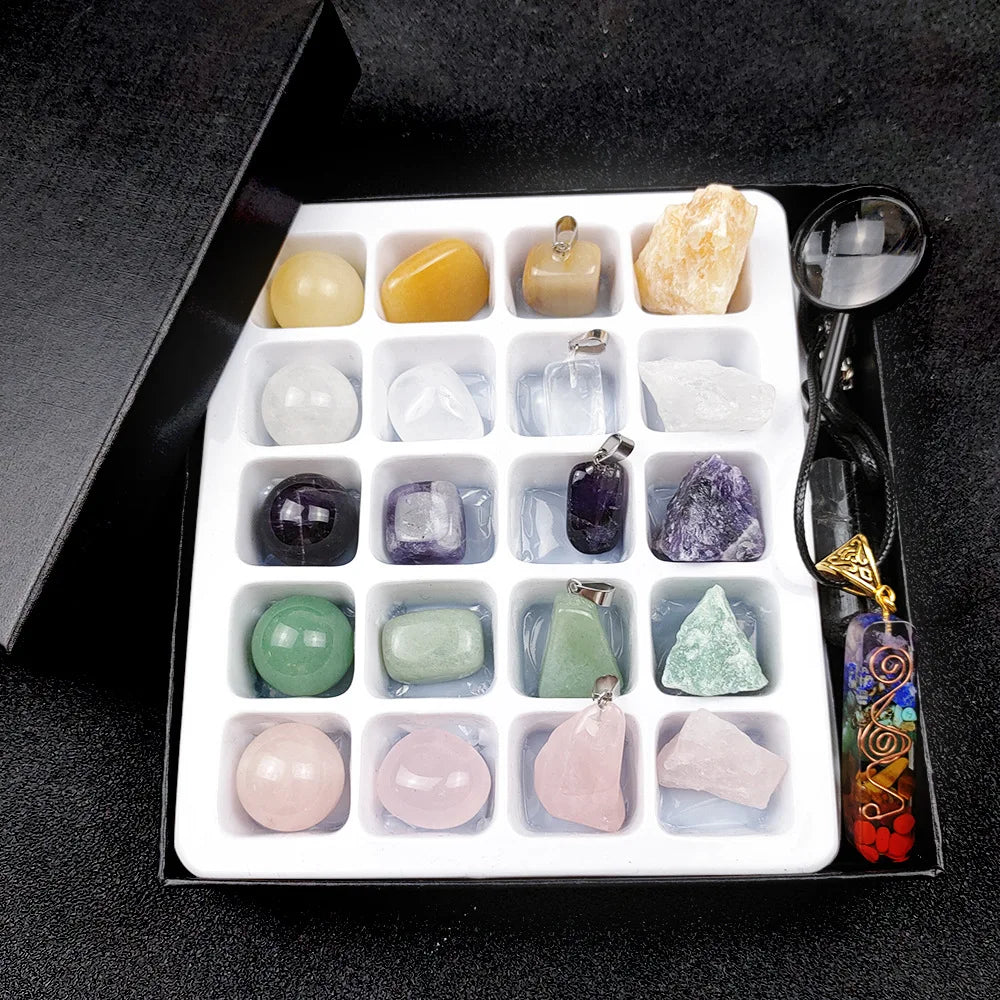 DIY Wholesale Natural Quartz Tumbled Stone Sets Box Crystal Healing Stone Set for Gift