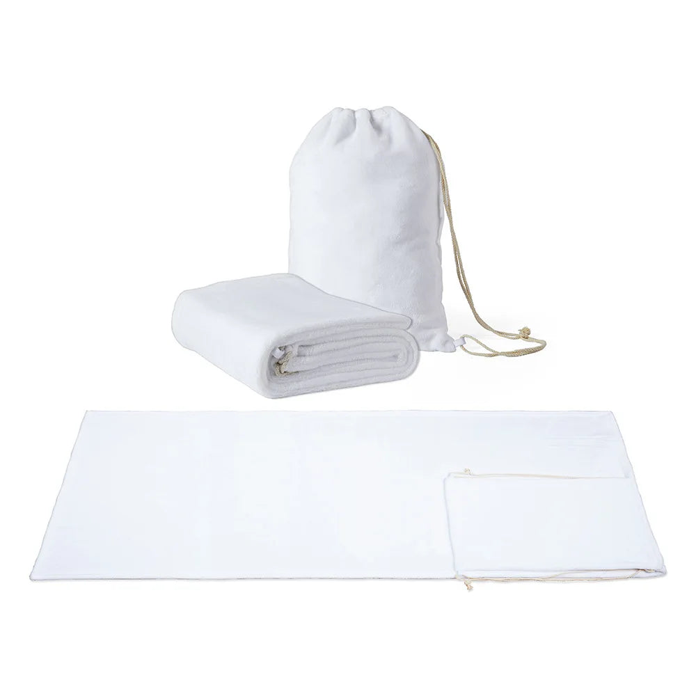 Luxury 2-in-1 Microfiber Soft Towel Korean Drawstring Bag Recycled Novelty Raschel Blanket for Beach Hotel Home Sublimation