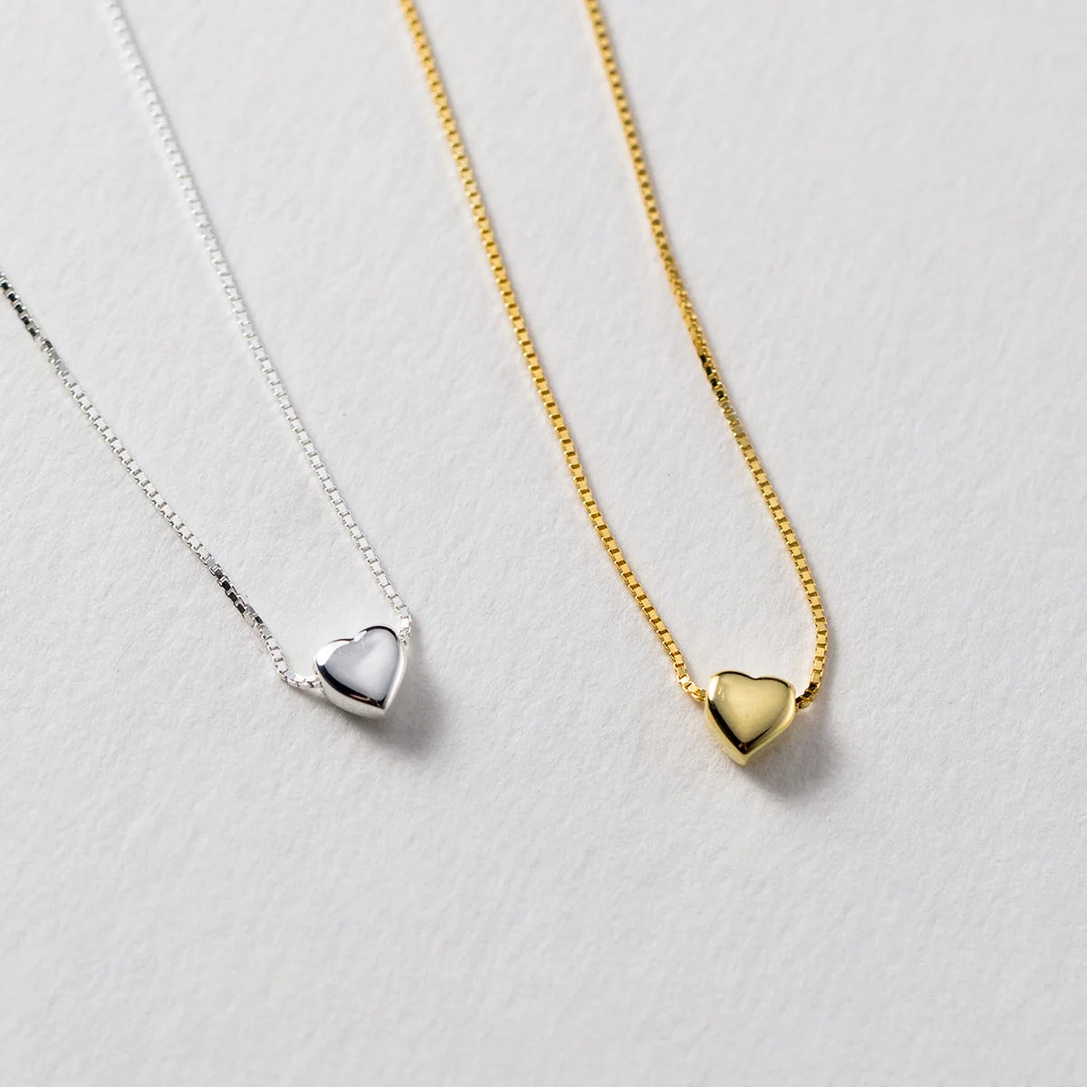 Fashion Jewelry 925 Sterling Silver Small Heart Pendant Necklace love Heart Gold Plated Necklaces for Women