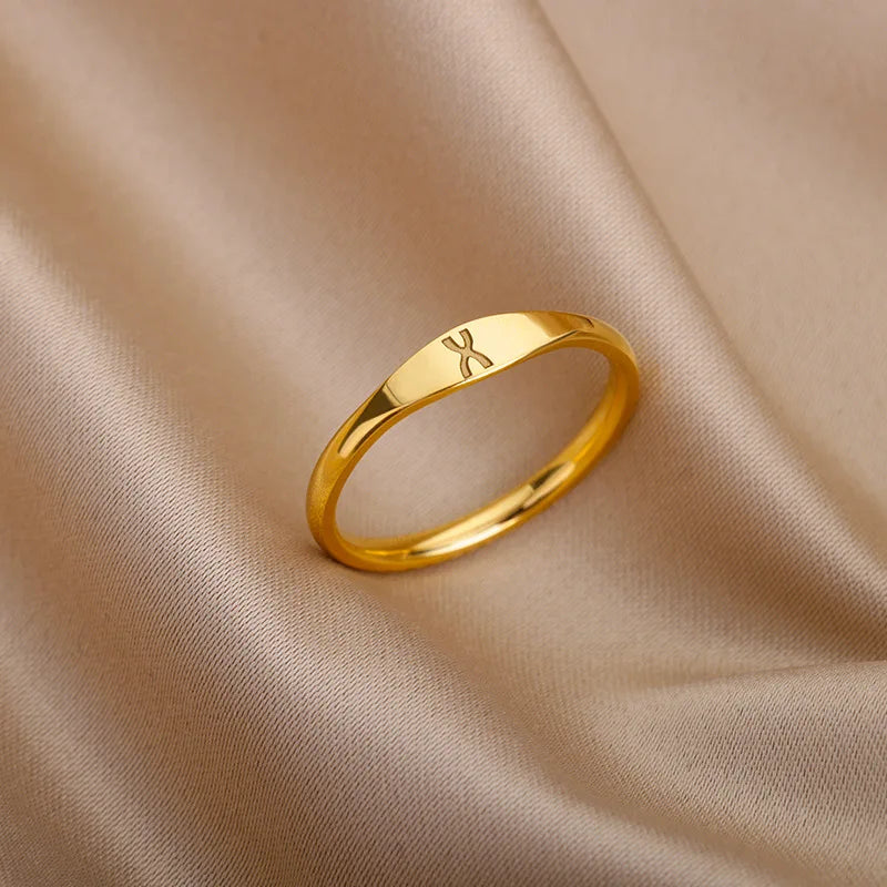 Women Girls Initial Alphabet Thumb Rings Gold Plated Stainless Steel Non-Tarnish Cute Dainty Thin Capital A-Z Jewelry Gift