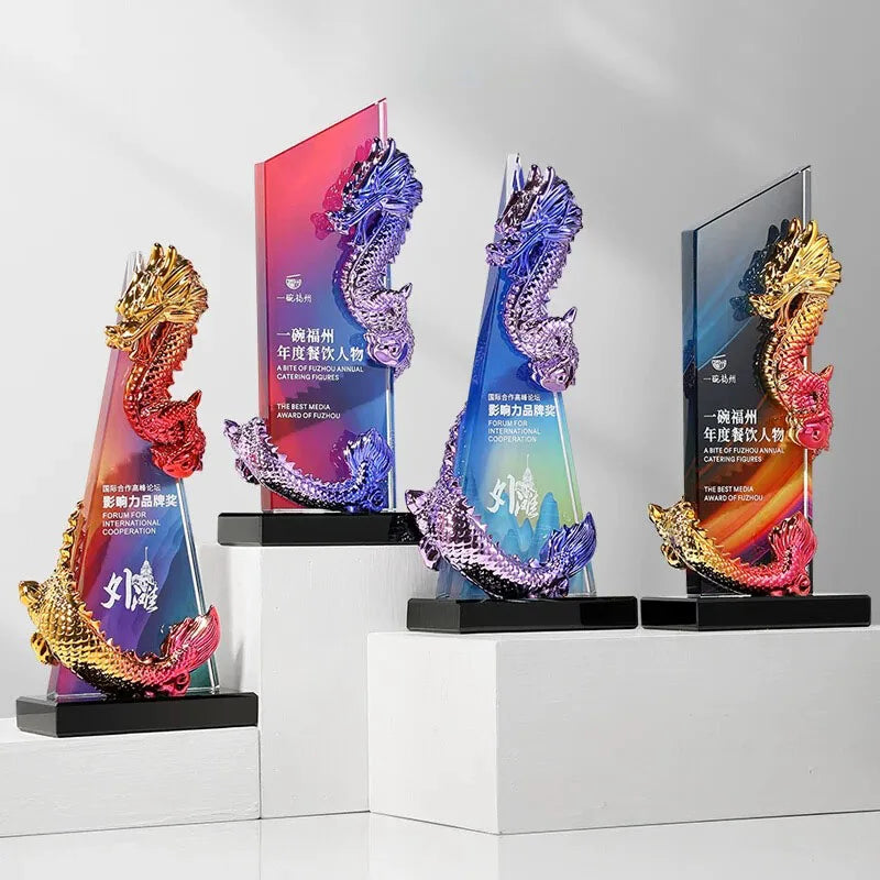 Resin Dragon Full Color Printing Personalized Crystal Trophy MH-J0503