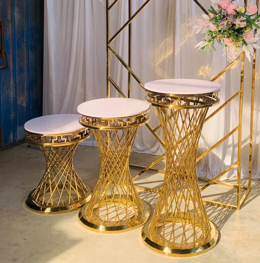 CZ210511-23 Wedding Party Event Circle Cylinder Cake Flower Counter Stand Plinth