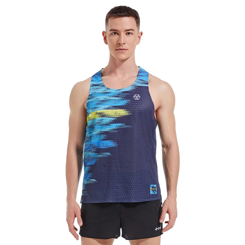 Sanken Sublimation Print Running Singlet Quick Dry Seamless Running Shirts Breathable Marathon Tank Tops Lightweight Vest