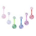 Wholesale Sexy UV Acrylic Belly Button Ring Glitter Sparkle Navel Piercing Jewelry for Beach Party Summer Fashion 14G Barbell