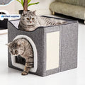 New Arrival Large Foldable Cat Cave Indoor Cat Bed with Fluffy Ball and Scratch Pad Perfect Hideaway for Pets