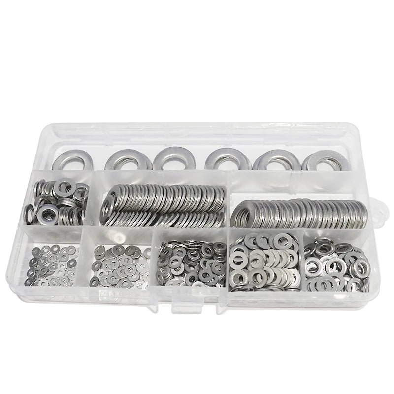 Washers Assortment Kits 700pcs/Box Hardware Washer M2 M23 M3 M4 M5 M6 M8 M10 M12 Plain Washer Gaskets Box Packed Shims