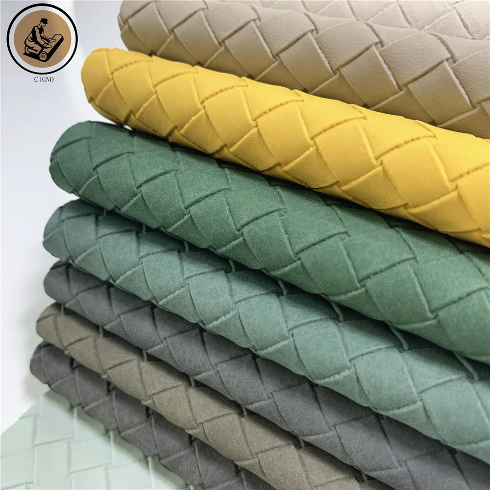 High Quality Woven Pattern Embossed PU Leather Material for Upholstery Furniture/Sofa Chair/Car Seat Covers