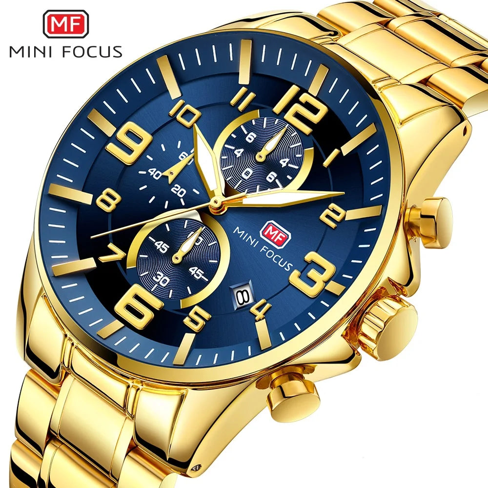 MINI FOCUS 0278 G Casual Custom Logo Watch Luxury Waterproof Quartz Watches Men Wrist Chronograph Sports Wrist Relogio Masculino