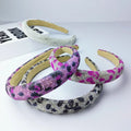 2CM Rhinestone Glitter Headband Sparkly Crystal Hair Hoop Leopard Print & Solid Glitter Designs Glitter Hair Band