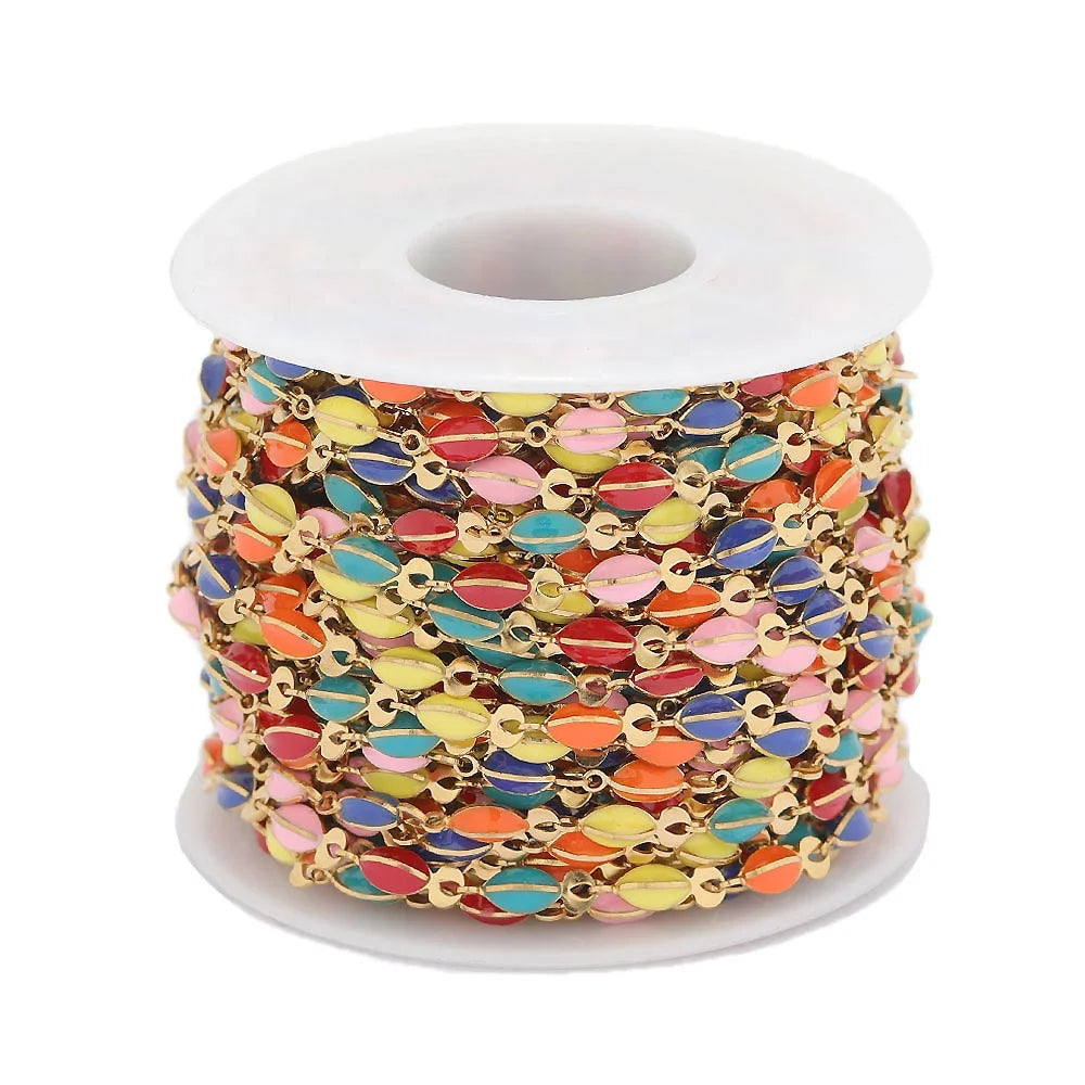 Stainless Steel Cross Beads Drop Oil Chain Colorful Beads Making DIY Necklace Bracelet Anklet Jewelry Accessories