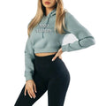 Manufacturers Custom Puff Printing Women's Fitness Workout Pullover Sudadera Hooded Collar Sweatshirts Sportswear Cropped Hoodie