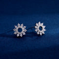Wholesale Earrings Jewelry Rhodium Plated Cubic Zirconia Flower Sunflower Stud Earring 925 Sterling Silver Fine Jewelry Earrings