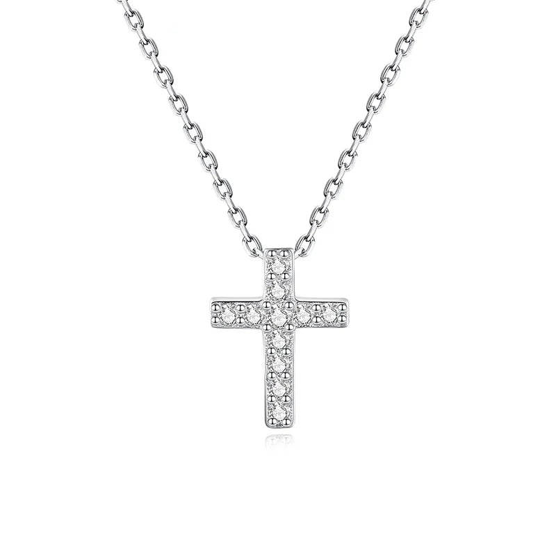 Daidan Cross Necklace Zircon 925 Sterling Silver Jesus Religious Womens Cross Necklace