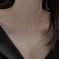 925 Sterling Silver Trendy Jewelry for Women Elegant Long Tassel Double Layers Necklace