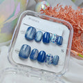 French Series Short Square Glitter Sequin False Nails Art Removable Nail Patch Press-On Nails for Finger ABS Material Reusable
