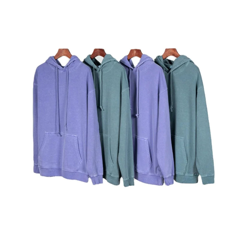 New Style Acid Washed Hoodies Quality 420gsm Plain Hoodies 2025 Mens Custom Hoodies