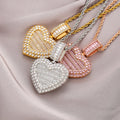 Custom Heart Pendant Photo Iced Out Bling  Women Gold Heart Pendant Couples Jewelry Diamond Love Pendant