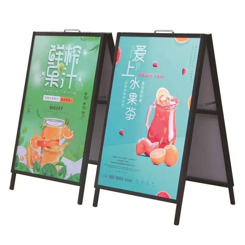 Portable A-Type Iron Vertical Display Stand Windproof Folding KT Board Poster Stand for Shopping Mall Billboard Display