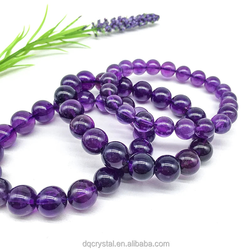 Wholesale Natural Polish Dark Amethyst Bracelets Purple Crystal Jewelry Polished Beads for Women and Gifts
