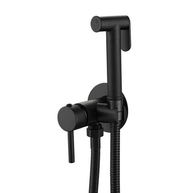 Good Quality Hot Cold Matte Black  Bidet Spray Faucet Wall Mount Toilet Shattaf Brass Hand Bidet Sprayer Set for Bathroom