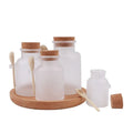 100g 200g 300g 500g Bath Salt Bottle ABS Plastic Frosted Jar Cork Lid Cosmetic Facial Powder Refillable Bottle with Wood Spoon