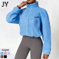 Joyyoung Casual Long Sleeve Polar Fleece Loose Outdoor Workout Gym Athletic Zip up Running Jacket With Pockets