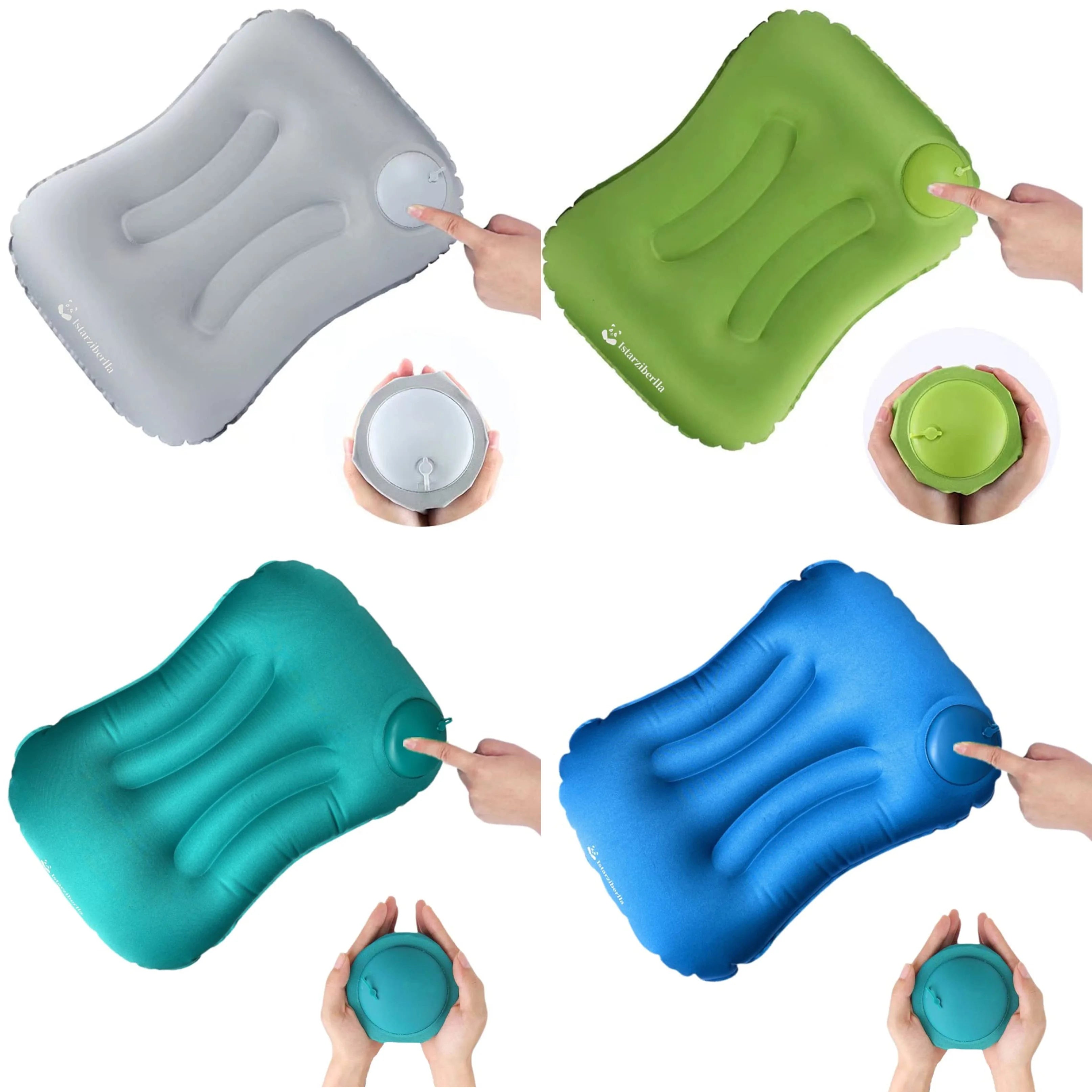 Optimized Comfort Ultra Lightweight Nonwoven Camping Inflatable Pillow Integrated Pump Compressible Function Positioner