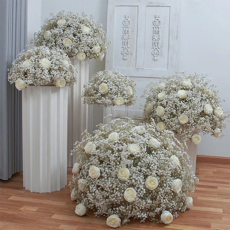 EG-VJ011 Customized Wedding Event Decorations Floral Arrangement Silk Babysbreath Flower Ball Wedding Centerpieces