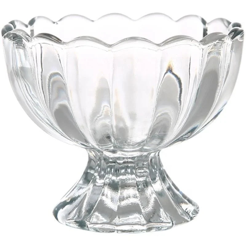Thickened Milkshake Ice Cream Glass Bowl Home Fruit Salad Fruit Dessert Glass Tall Cup Creative Flower Shaped Transparent Bowl