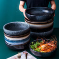 10'' Stock Wholesale Catering Vintage Japanese Restaurant Home Thick Edge Stoneware Ceramic Noodle Bowl