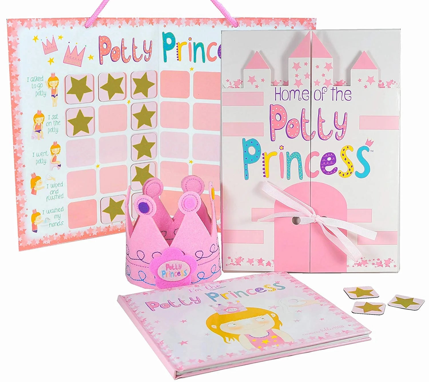 Princess Potty Training Gift Set Potty Chart Star Magnets and Reward Crown for Toddler Girls
