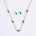 Hot Sale New Jewelry Set Waterproof Gold Plated Square Zircon Necklaces Earrings