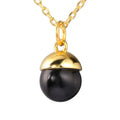 S925 Sterling Silver Choker Necklace with Black Agate Gemstone Ball Bead Women's Fashion Jewelry As Main Stone