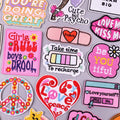 Pink Cartoon Heart Letter Embroidery Rainbow Letter Iron on Patches Custom Embroidery Logo Patches for Girls Clothing Hat Decor
