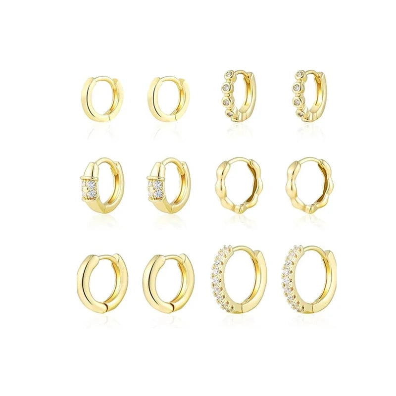 Stainless Steel Minimal Hoops Earrings for Women Huggie Hoops Mini Multicolored Rainbow CZ Earring