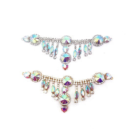 Wholesale Elegant Iridescent Crystal Glass Tassel Rhinestone Connector Fringe Appliques Drop Tailoring Materials Accessories