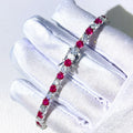 Zuanfa Jewelry 10K 14K 18K White Gold Moissanite Mix Synthetic Ruby 4MM Diamond Tennis Bracelet